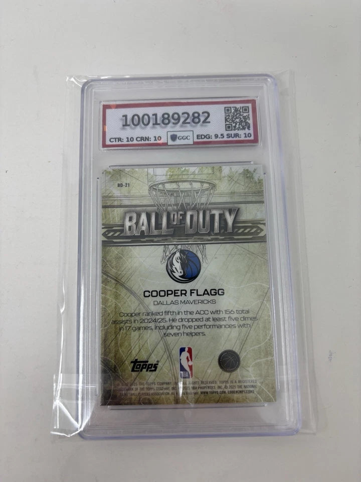 2025 Topps Chrome Cooper Flagg Rookie Ball Of Duty Graded GGC Gem Mint 10