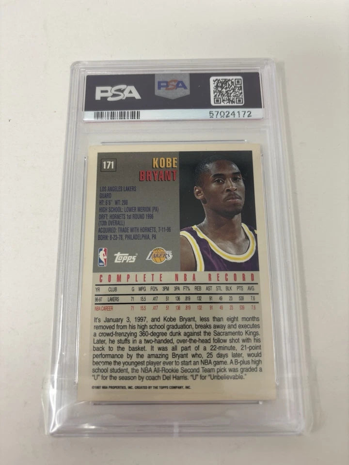 1997 TOPPS KOBE BRYANT #171 PSA 8 2nd Year LAKERS