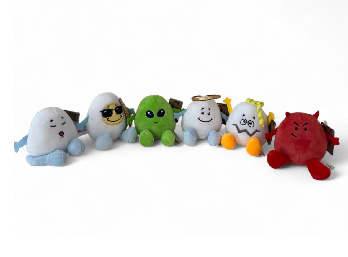Mini Crane Claw Machine Plush Mix - 3.5" Assorted Funny Face Eggs 100 pieces