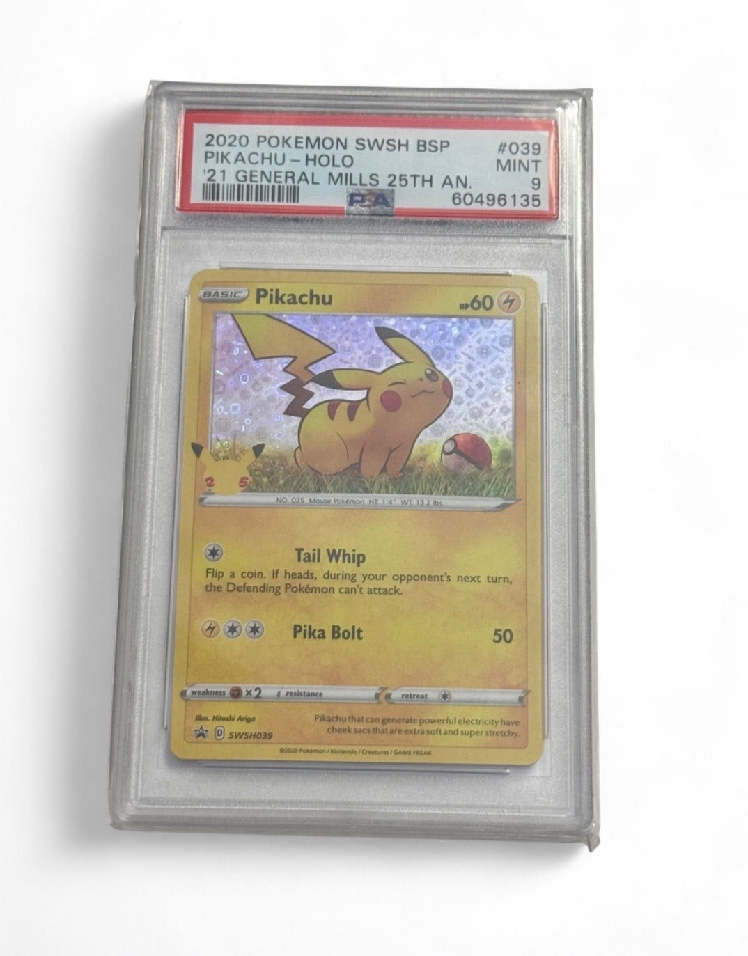 General Mills Pikachu Pokemon TCG Pokemon Card SWSH039 Holo Promo 2020 PSA 9