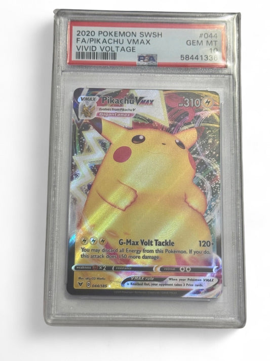 2020 Pokémon SWSH FA/Pikachu VMAX #44 Vivid Voltage PSA 10 Gem Mint