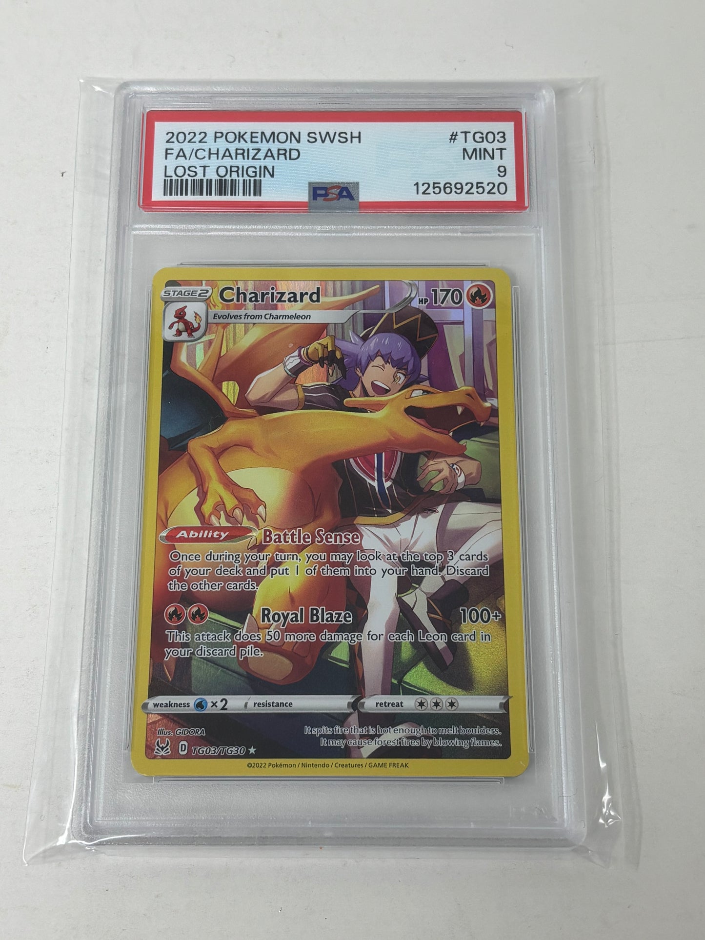 Pokémon TCG Charizard Lost Origin Holo Ultra Rare Card TG03/TG30 PSA 9