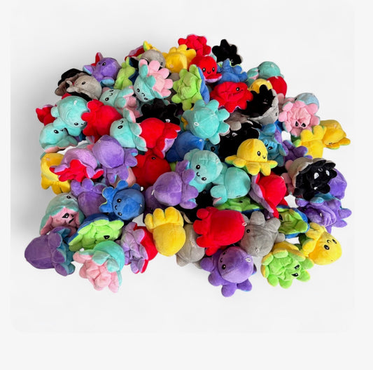 Bulk Lot 100 pieces Reversible Octopus Mini Flip Plush 3'