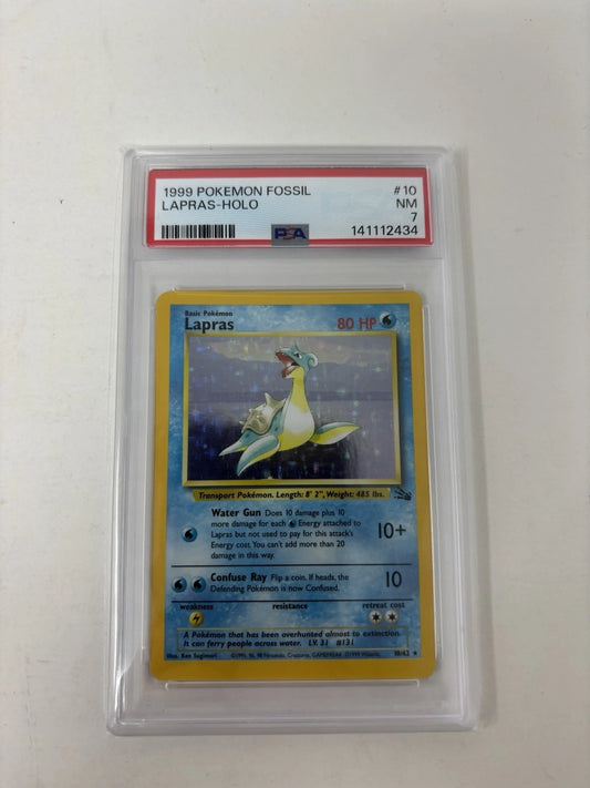 1999 Pokemon Lapras 10/62 Fossil Holo PSA 7