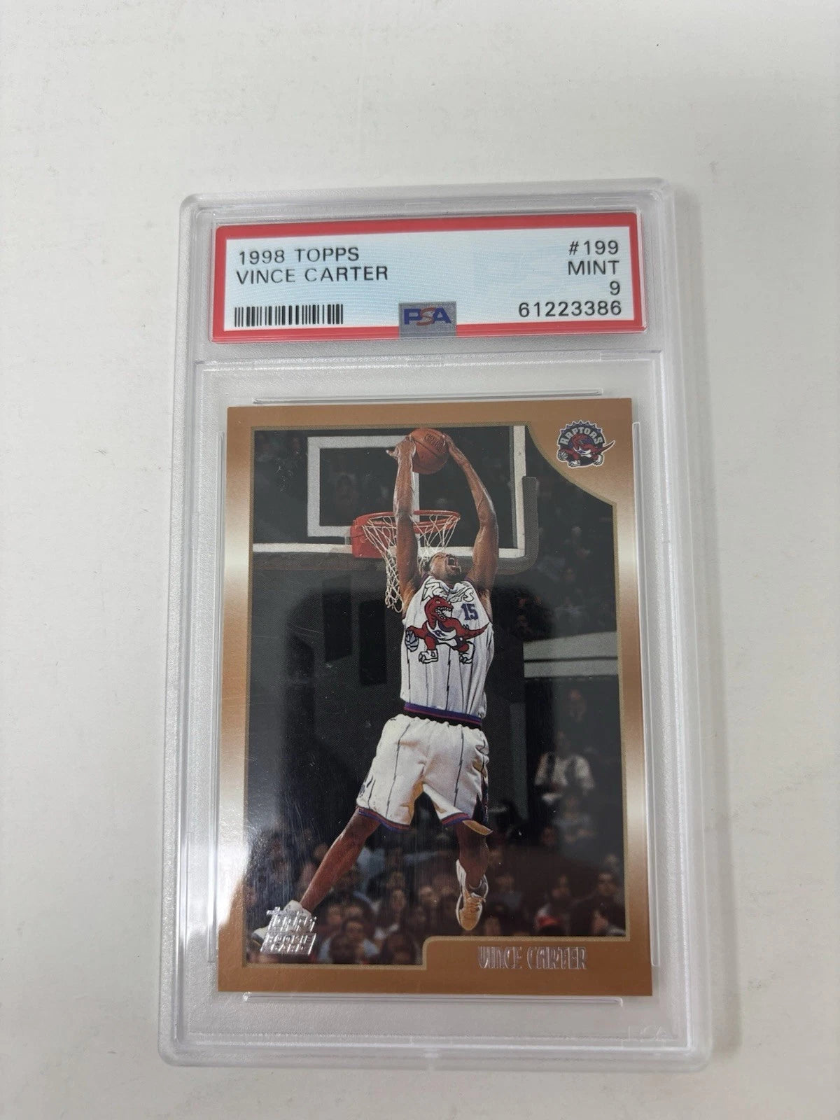 Topps 1998 Vince Carter #199 Rookie Toronto Raptors PSA 9