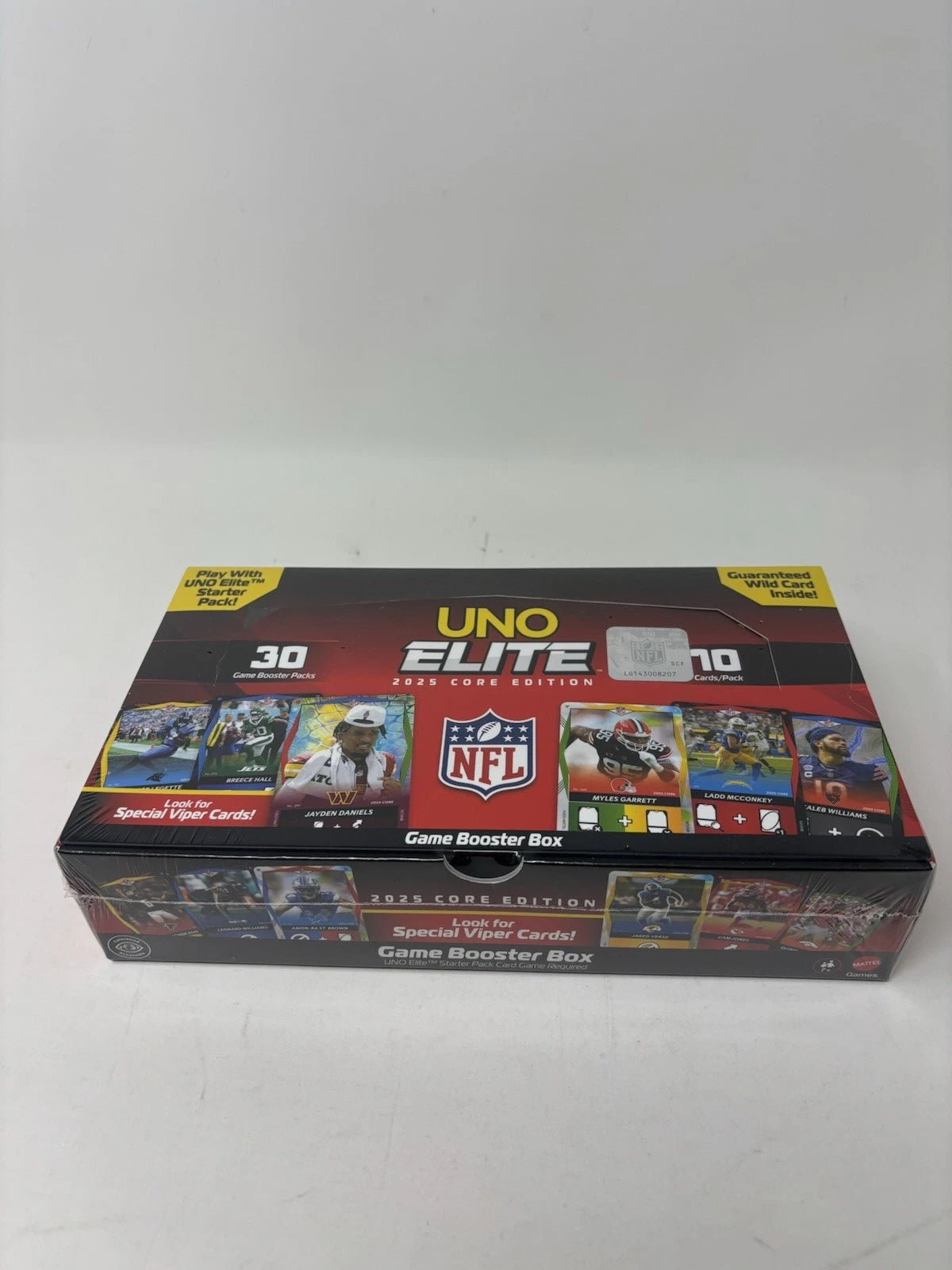 Mattel Games Uno Elite NFL 2025 Core Edition, Booster Box W/ WILD Card New