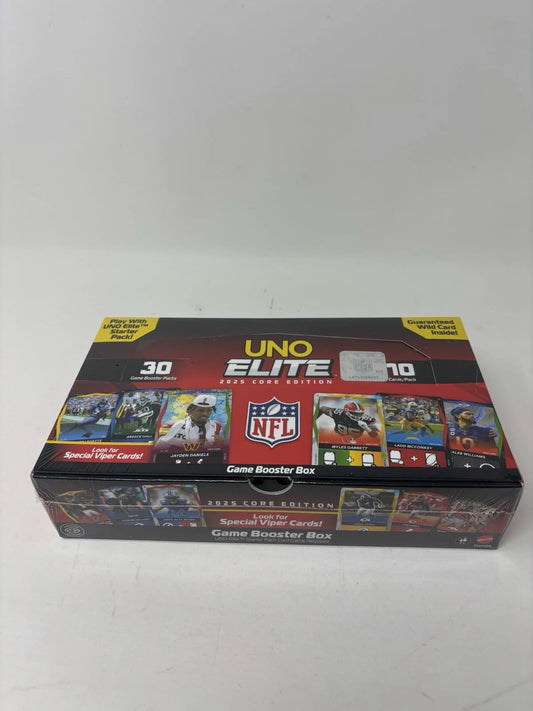Mattel Games Uno Elite NFL 2025 Core Edition, Booster Box W/ WILD Card New